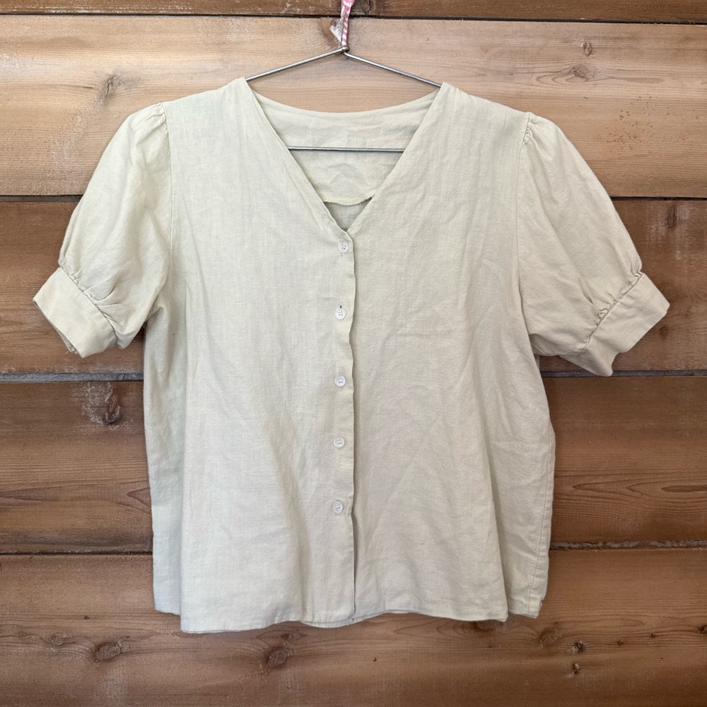 Women's Cream Button-Up Top